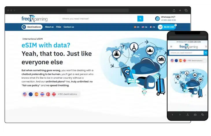 International eSIM Platform 9 International eSIM travel website developed by HeyAgency for global and Italian travellers.